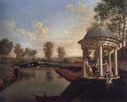 Edward Haytley The Brockman Family and Friends at Beachborough Manor The Temple Pond looking from the Rotunda Sweden oil painting artist